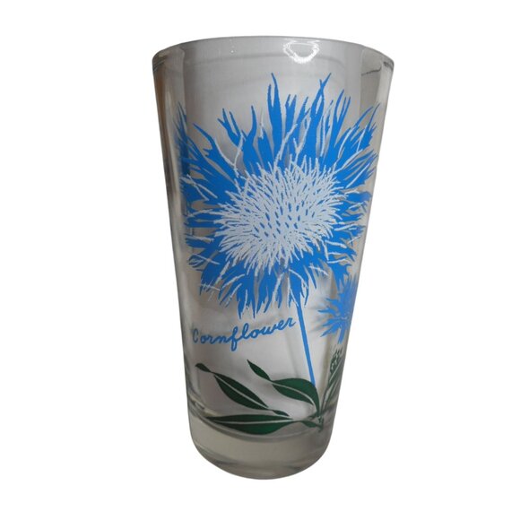 MCM Peanut Butter Drinking Juice Glass Tumbler Cornflower blue and white 5" - Picture 1 of 4